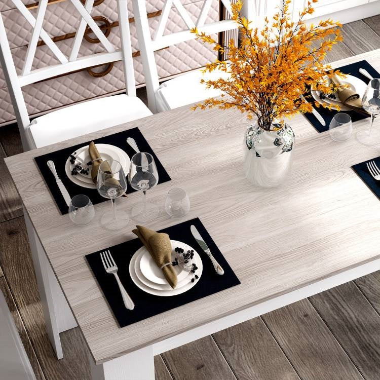 47-Inch Dining Table / Computer Desk - White Legs & Light Grey Wood Finish – Duvencioglu
