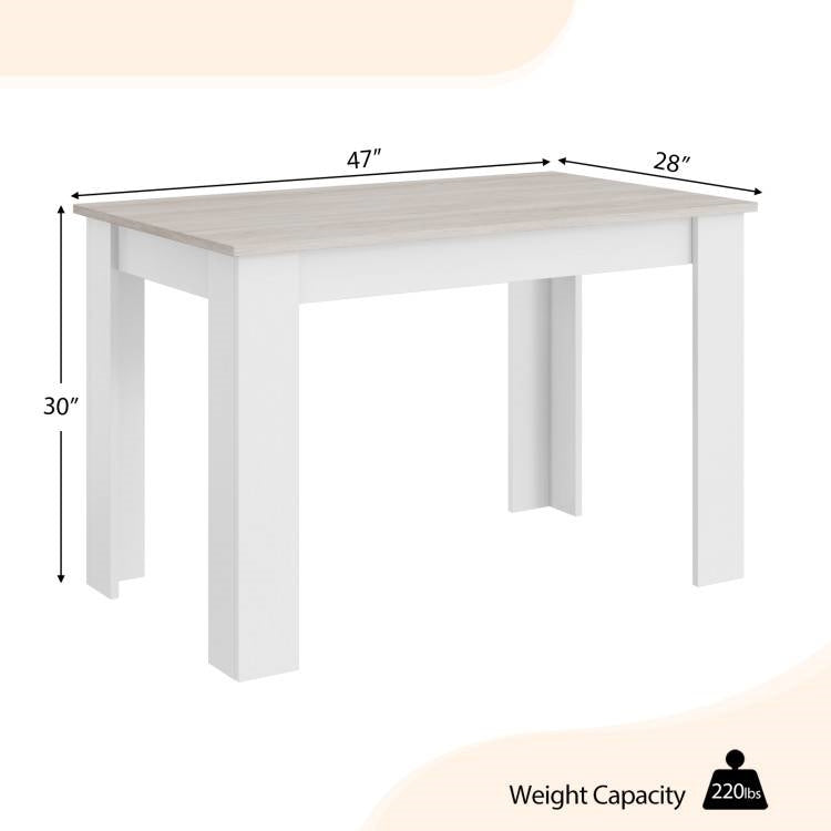 47-Inch Dining Table / Computer Desk - White Legs & Light Grey Wood Finish – Duvencioglu