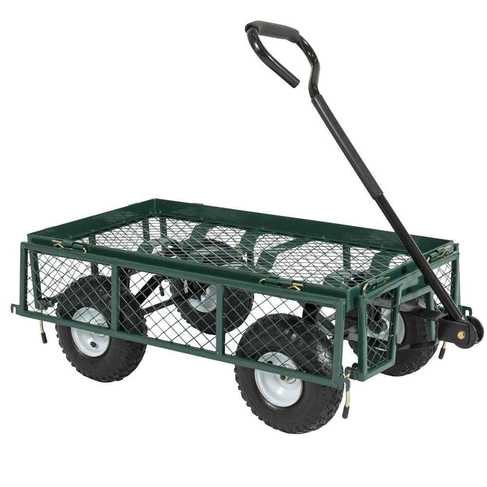 Heavy Duty Green Steel Garden Utility Cart - 400 lbs Capacity & Removable Sides – Duvencioglu