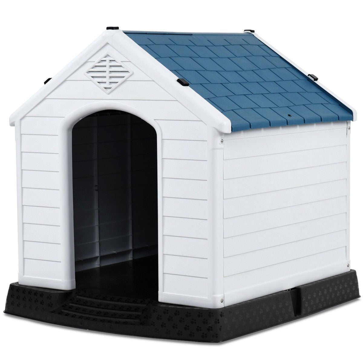 Medium Outdoor Heavy Duty Dog House - Blue & White Plastic Shelter – Duvencioglu