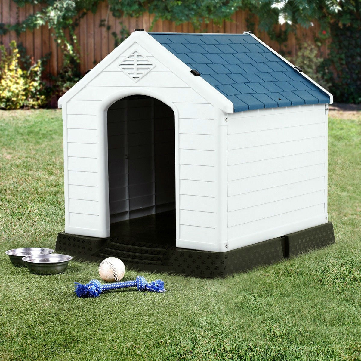 Medium Outdoor Heavy Duty Dog House - Blue & White Plastic Shelter – Duvencioglu