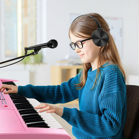 61-Key Electric Piano Keyboard - Beginner Bundle with Light-Up Keys (Pink) – Duvencioglu