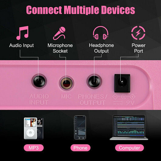 61-Key Electric Piano Keyboard - Beginner Bundle with Light-Up Keys (Pink) – Duvencioglu
