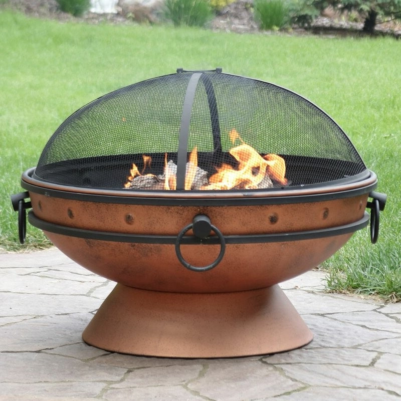 Cauldron Steel Wood Burning Fire Pit - Copper Finish with Spark Screen – Duvencioglu