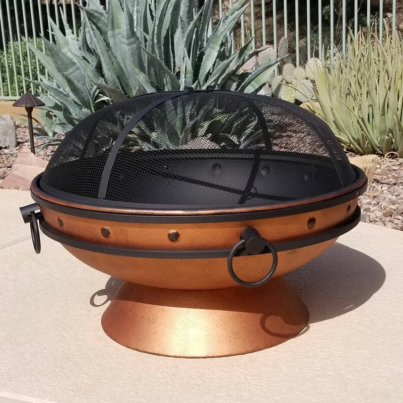 Cauldron Steel Wood Burning Fire Pit - Copper Finish with Spark Screen – Duvencioglu