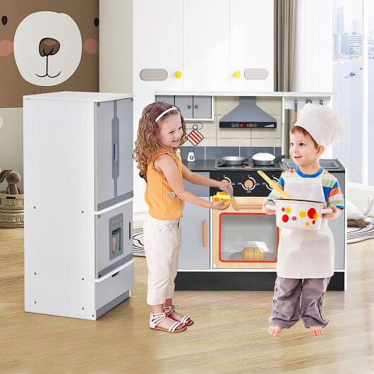 Wooden Chef Play Kitchen & Refrigerator Set - Lights, Sounds & Ice Maker – Duvencioglu