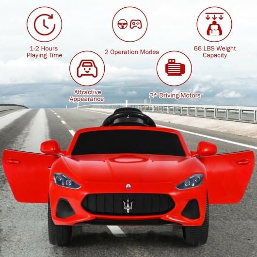 12V Licensed Maserati Kids Ride-On Car - Remote Control, LED Lights & Slow Start (Pink) – Duvencioglu