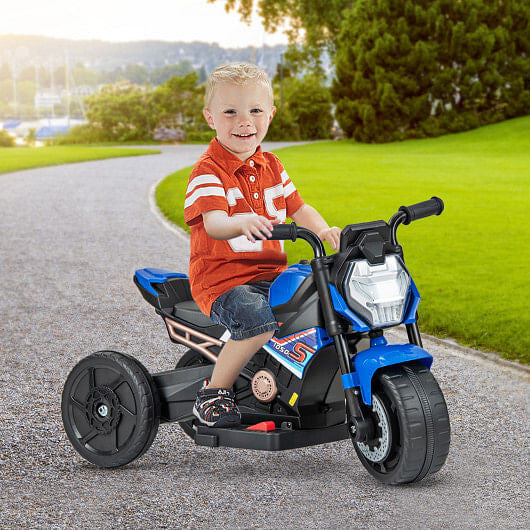 6V Kids Ride-on Motorcycle - Detachable Training Wheels & LED Lights (Blue) – Duvencioglu
