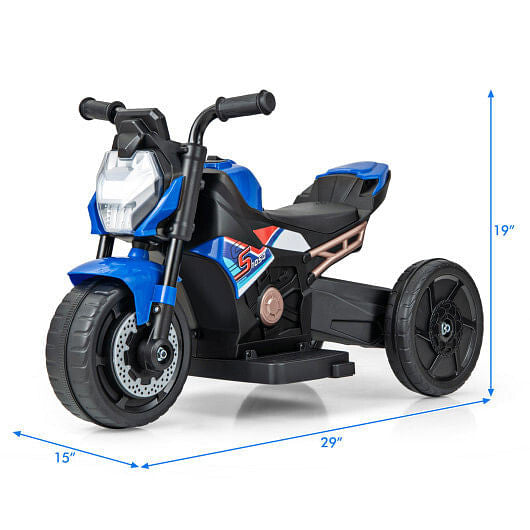 6V Kids Ride-on Motorcycle - Detachable Training Wheels & LED Lights (Blue) – Duvencioglu