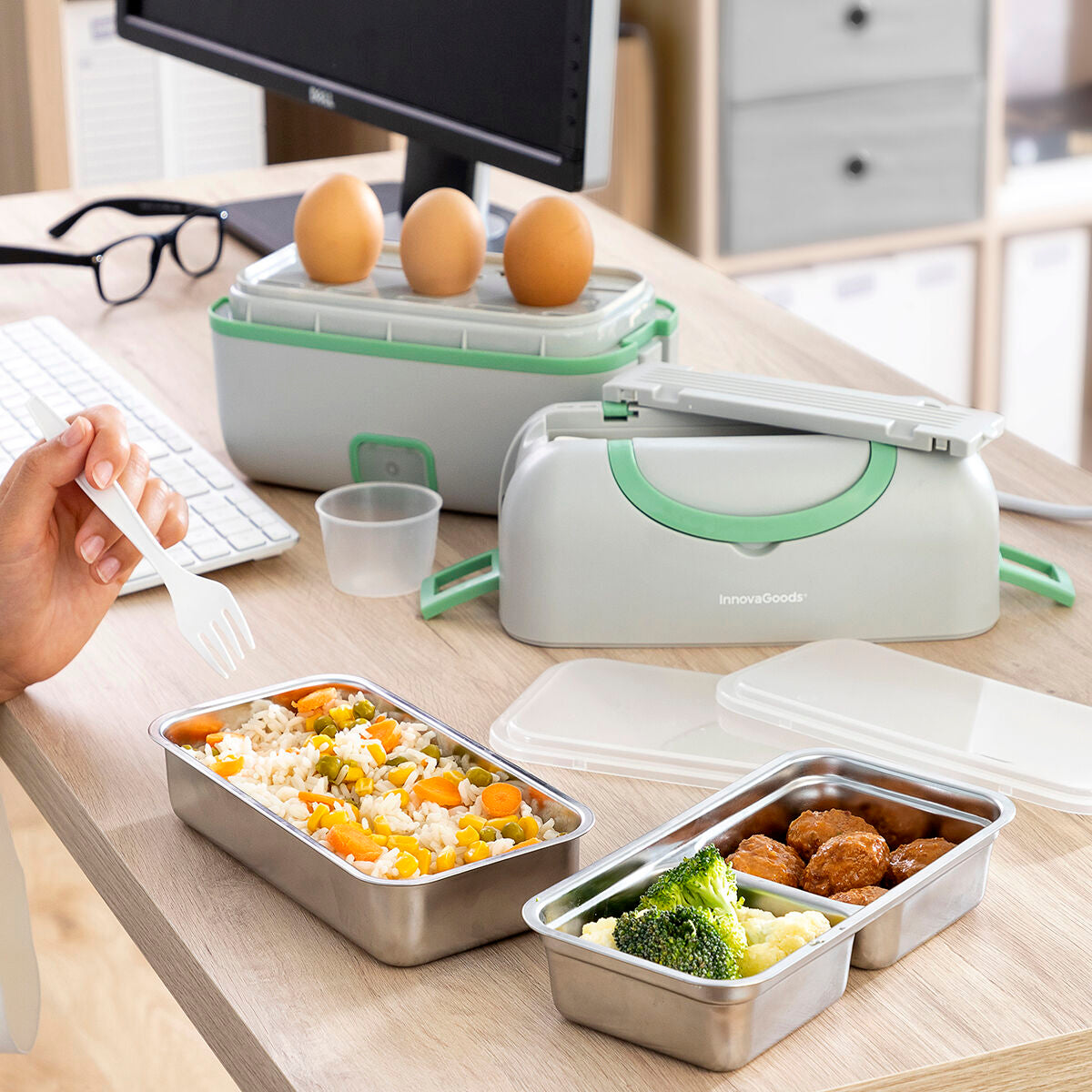 3-in-1 Electric Steamer Lunch Box with Recipes Beneam InnovaGoods – Duvencioglu