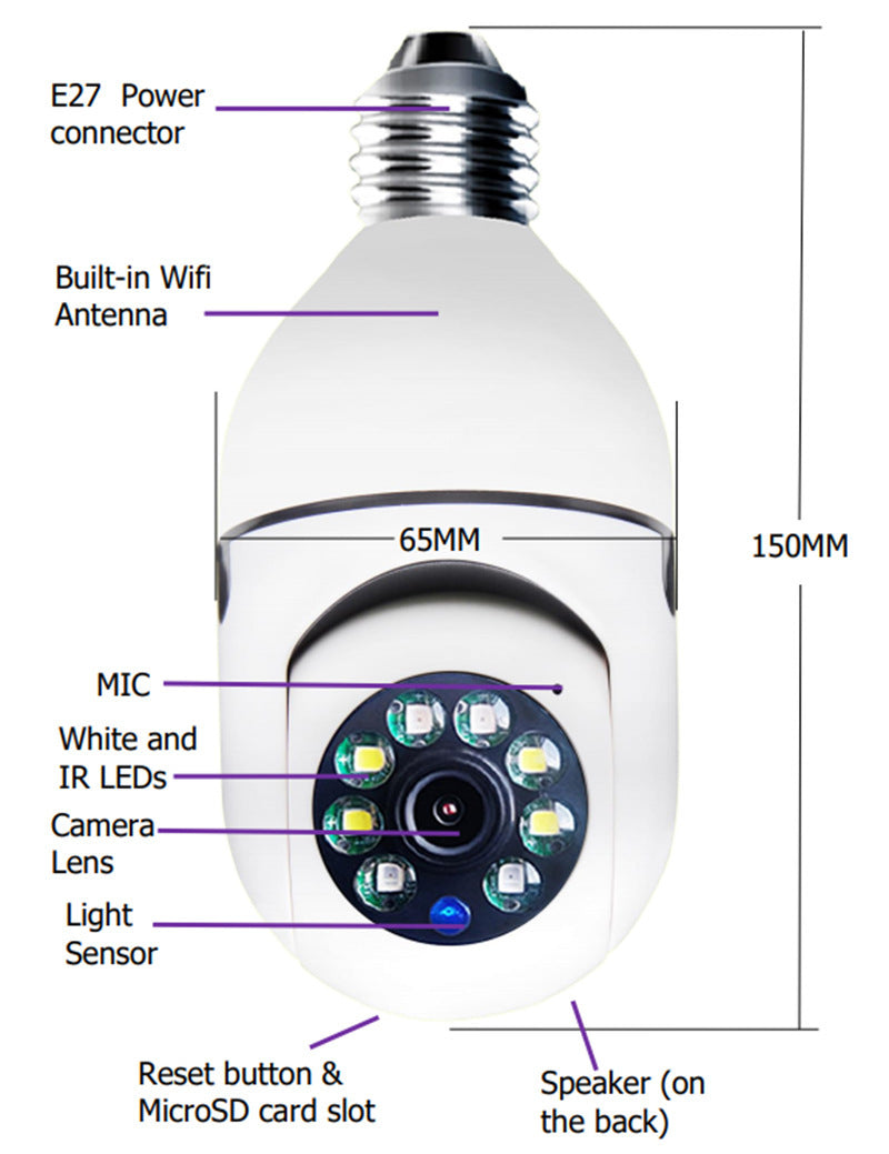 1080P Smart WiFi Security Camera Bulb - 4X Zoom & E27 Base – Duvencioglu