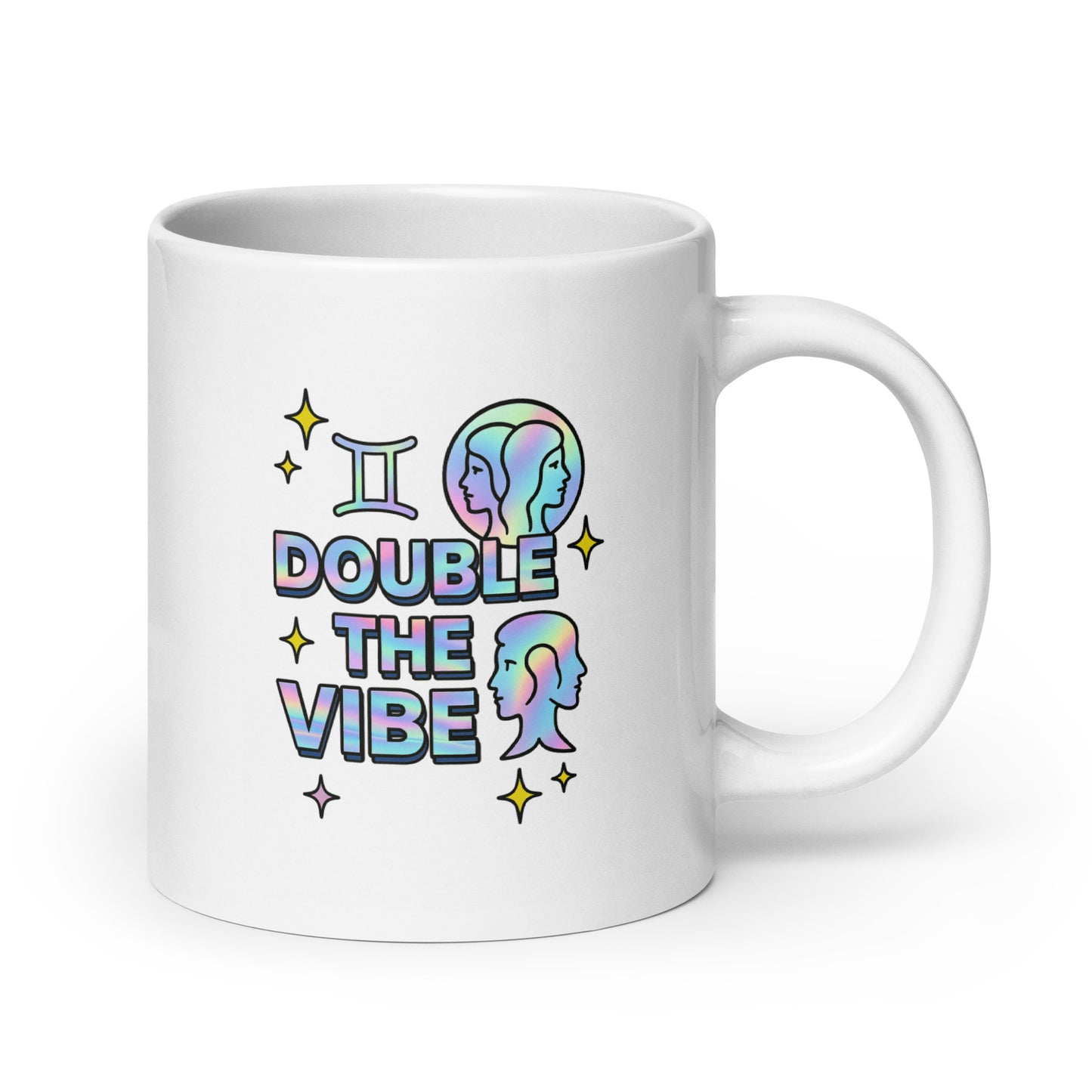 Gemini Mug – Double the Vibe Holographic Zodiac Twin Sign Astrology Cup – Duvencioglu