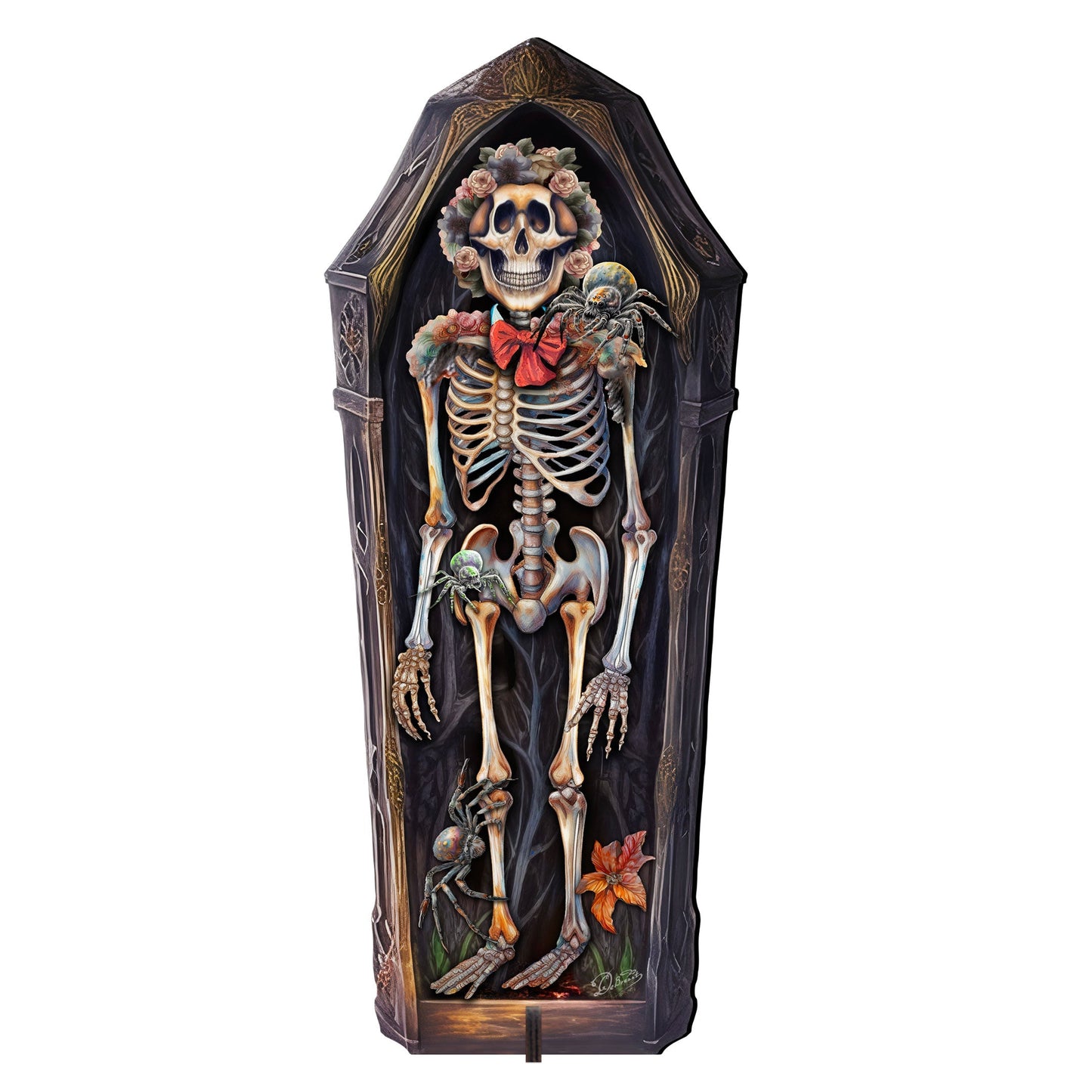 Freestanding Halloween Skeleton Coffin Decor - Handcrafted Wood Art by G. Debrekht (Made in USA) – Duvencioglu