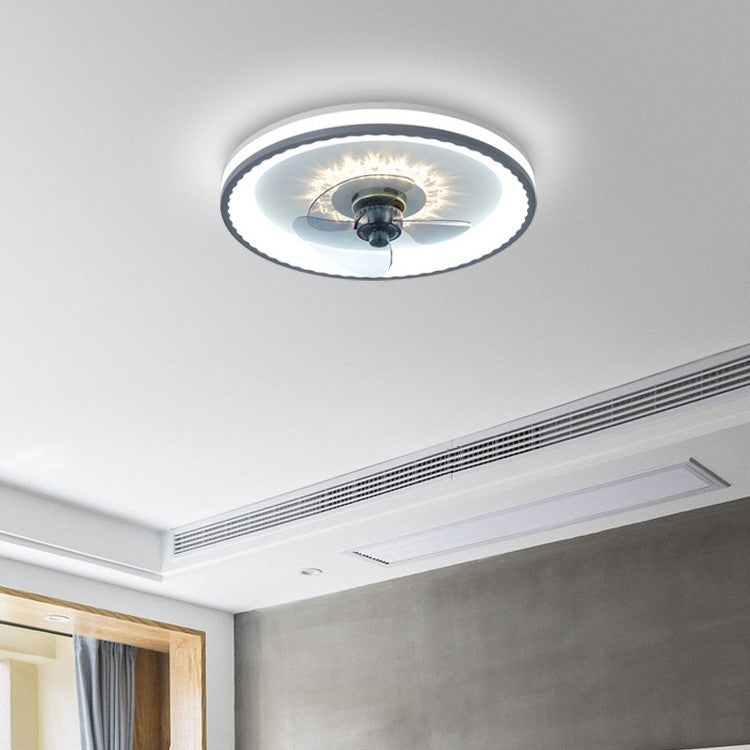 Scandinavian Invisible Fan Chandelier – Acrylic & Iron LED Pendant (Ø 50 cm) – Duvencioglu