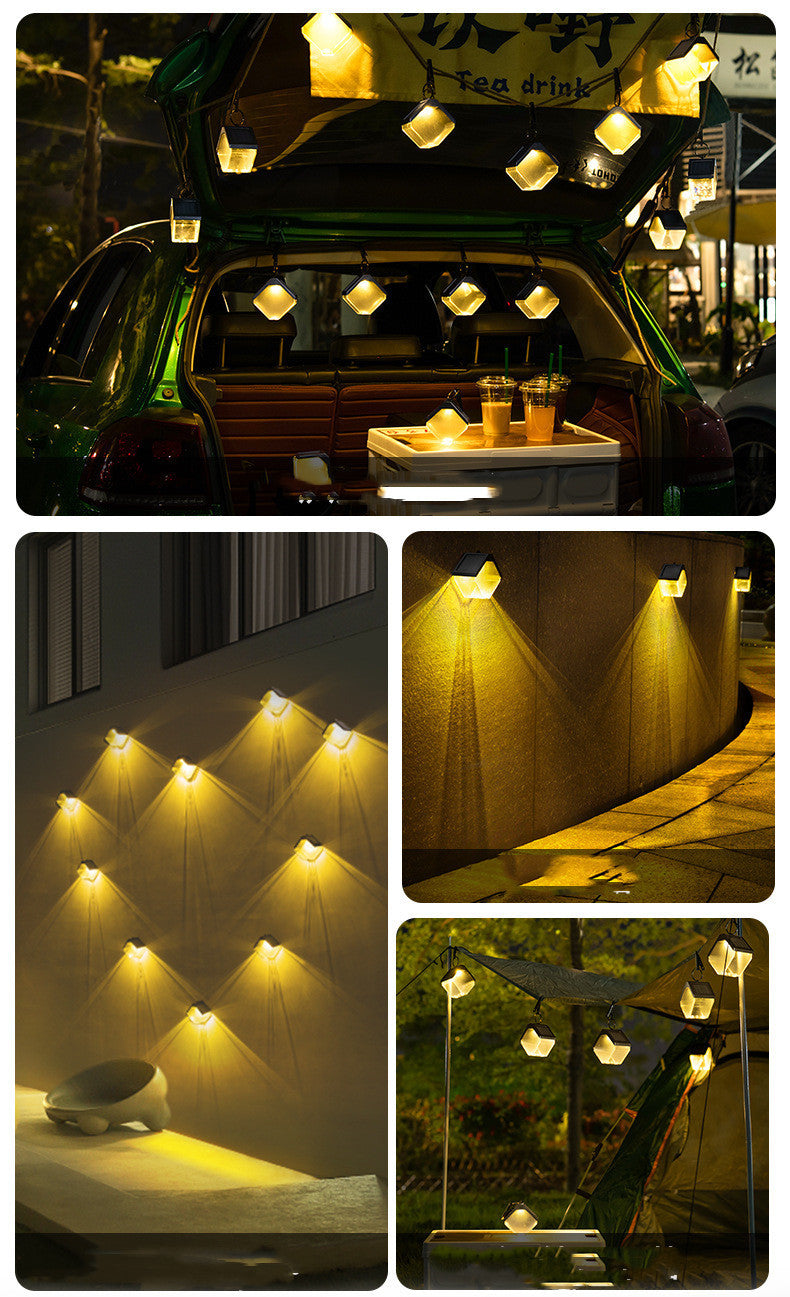 Outdoor Solar Ice Brick LED Chandelier – Dual-Color IP65 Pendant – Duvencioglu