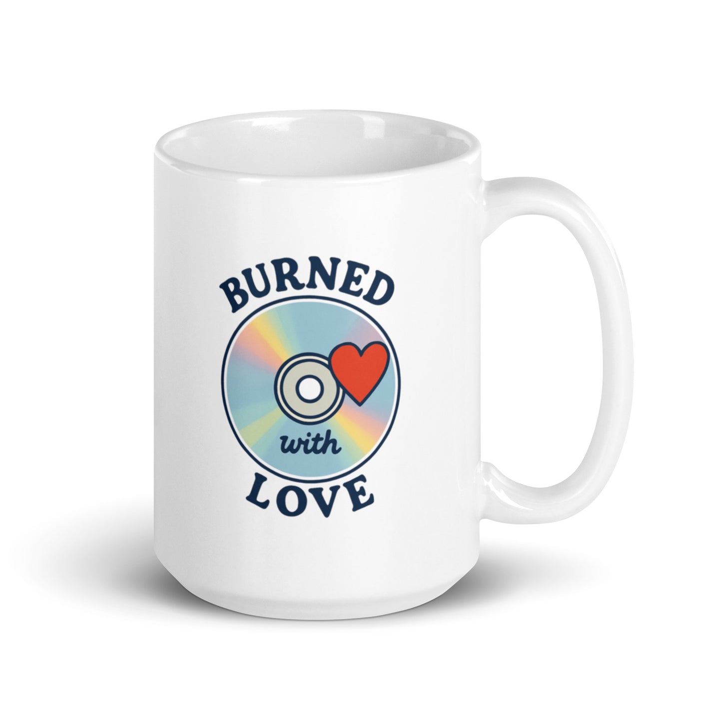 Burned With Love Mug – Retro CD Design – 2000s Mixtape Romance – Cute Vintage Aesthetic Coffee Cup – Duvencioglu