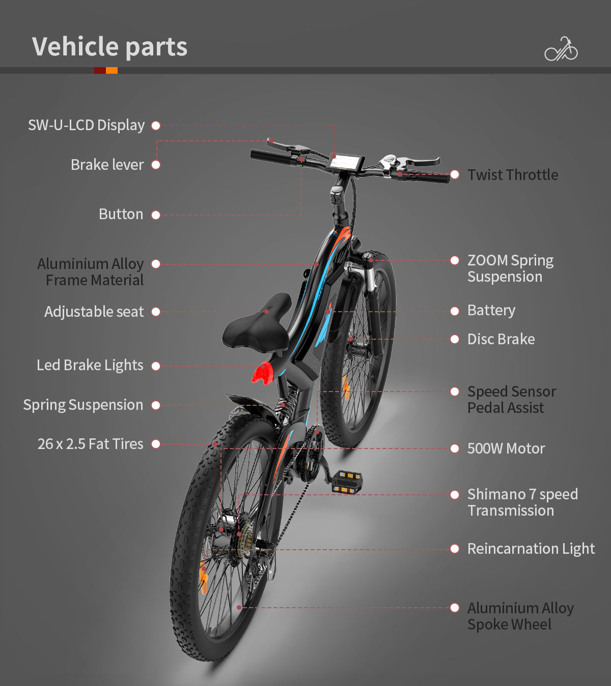 Ride Beyond Limits: 26" Electric Mountain Bike with 500W Motor & 48V Battery – Duvencioglu