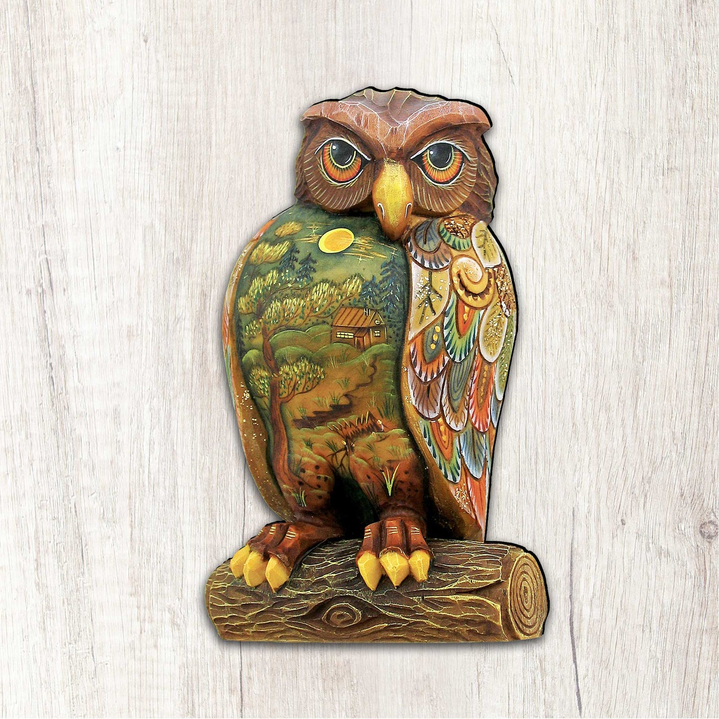 "Owl" Wooden Door Hanger - Thanksgiving & Halloween Decor by G. DeBrekht (Made in USA) – Duvencioglu