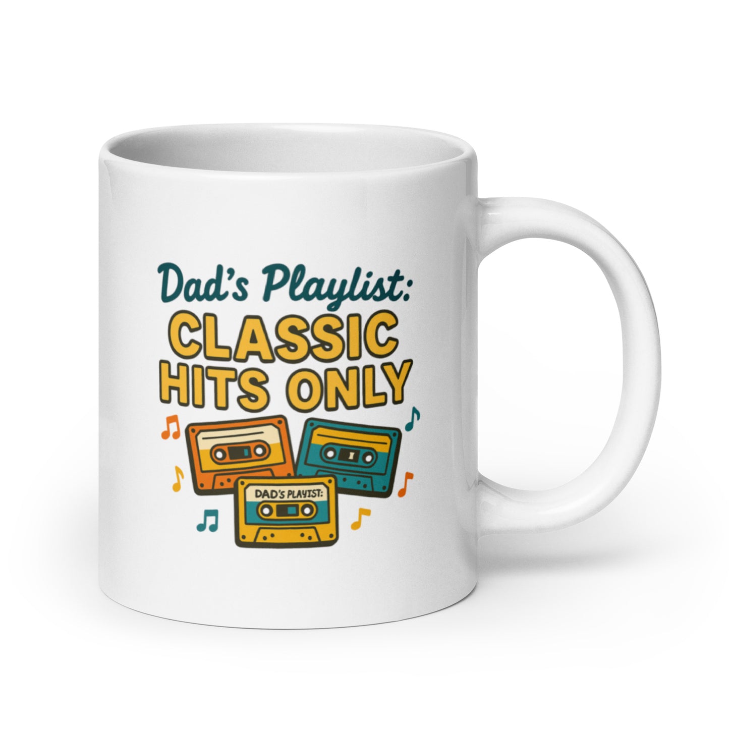 Playlist Dad Mug – Dad's Playlist Classic Hits Design – Retro Music Father's Day Gift – Cool Music Lover Dad Coffee Cup – Duvencioglu