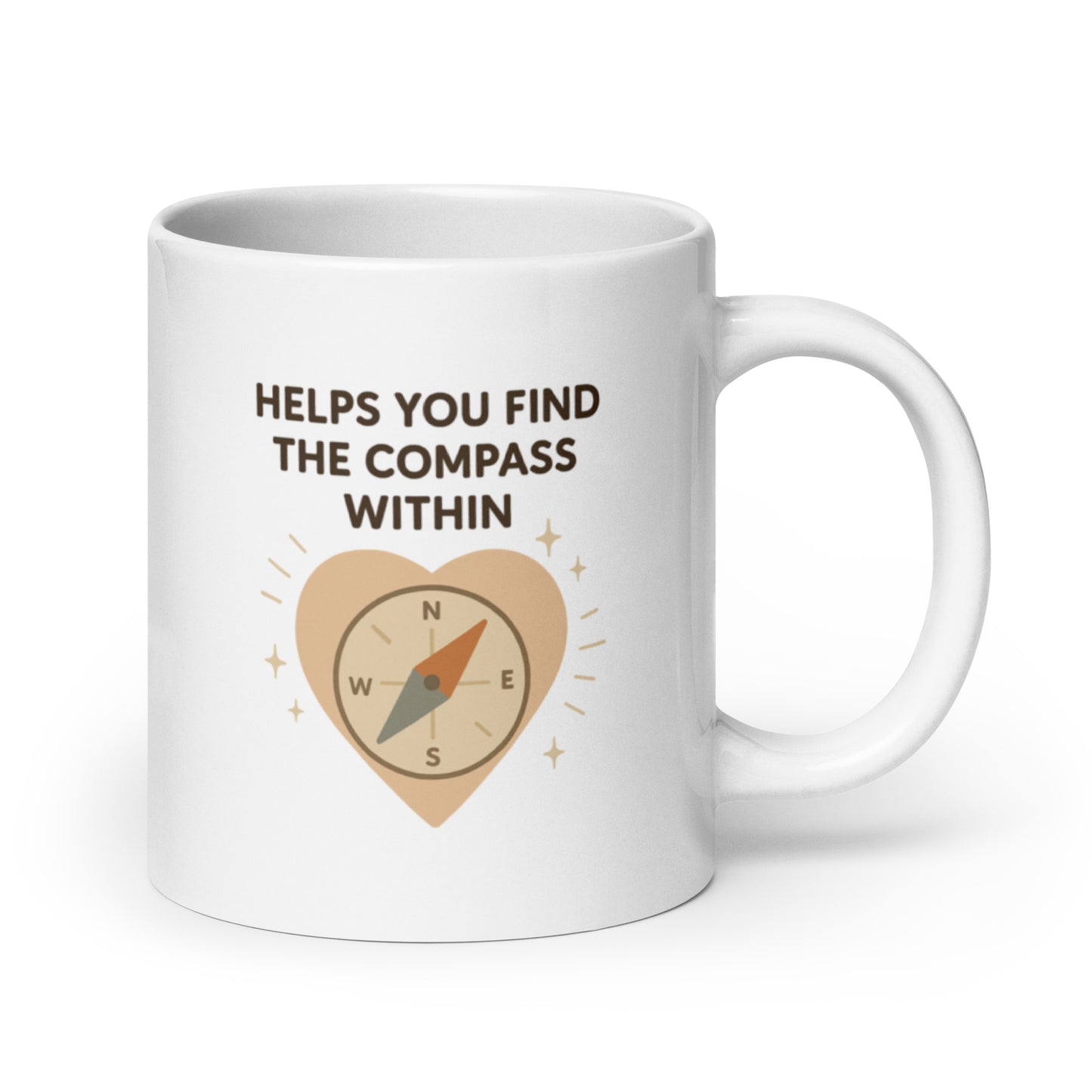 Helps You Find the Compass Within Mug – Inner Guidance Teacher Gift – Heart Compass Design – Inspirational Coffee Cup – Duvencioglu