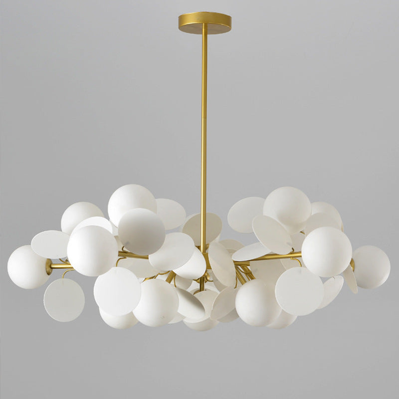 Nordic Minimalist Metal & Glass Chandelier – E27 Pendant Light (White/Grey/Color) – Duvencioglu