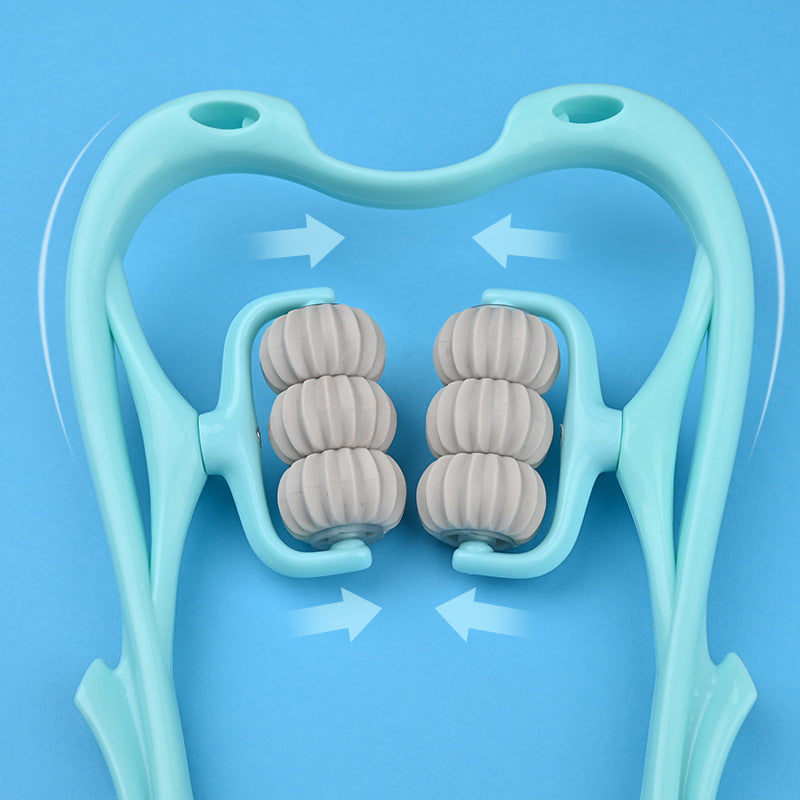 6-Roller Manual Neck Massager - Deep Tissue Relief Tool with Natural Jade Scraper – Duvencioglu