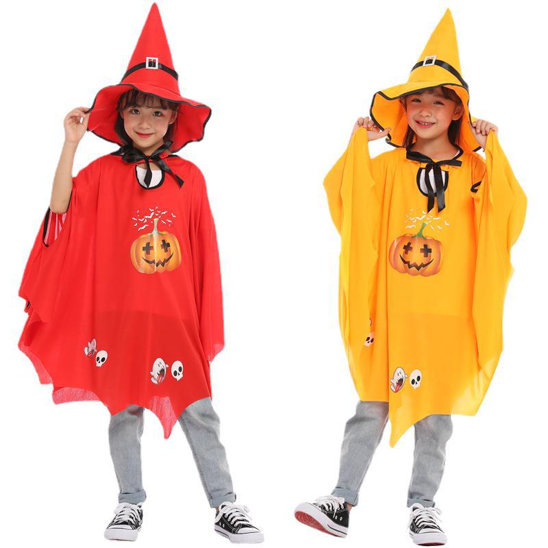 Halloween Witch Cosplay Costume - Pumpkin Cloak & Pointed Hat – Duvencioglu