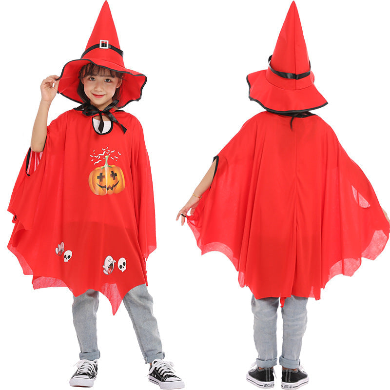Halloween Witch Cosplay Costume - Pumpkin Cloak & Pointed Hat – Duvencioglu