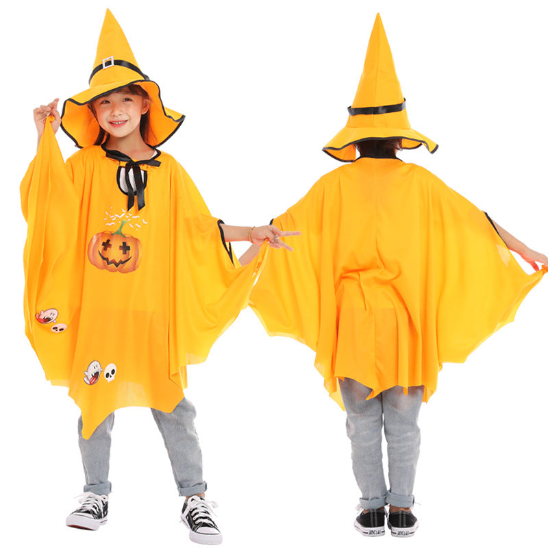 Halloween Witch Cosplay Costume - Pumpkin Cloak & Pointed Hat – Duvencioglu