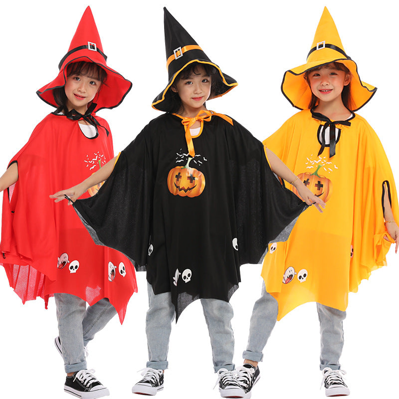 Halloween Witch Cosplay Costume - Pumpkin Cloak & Pointed Hat – Duvencioglu