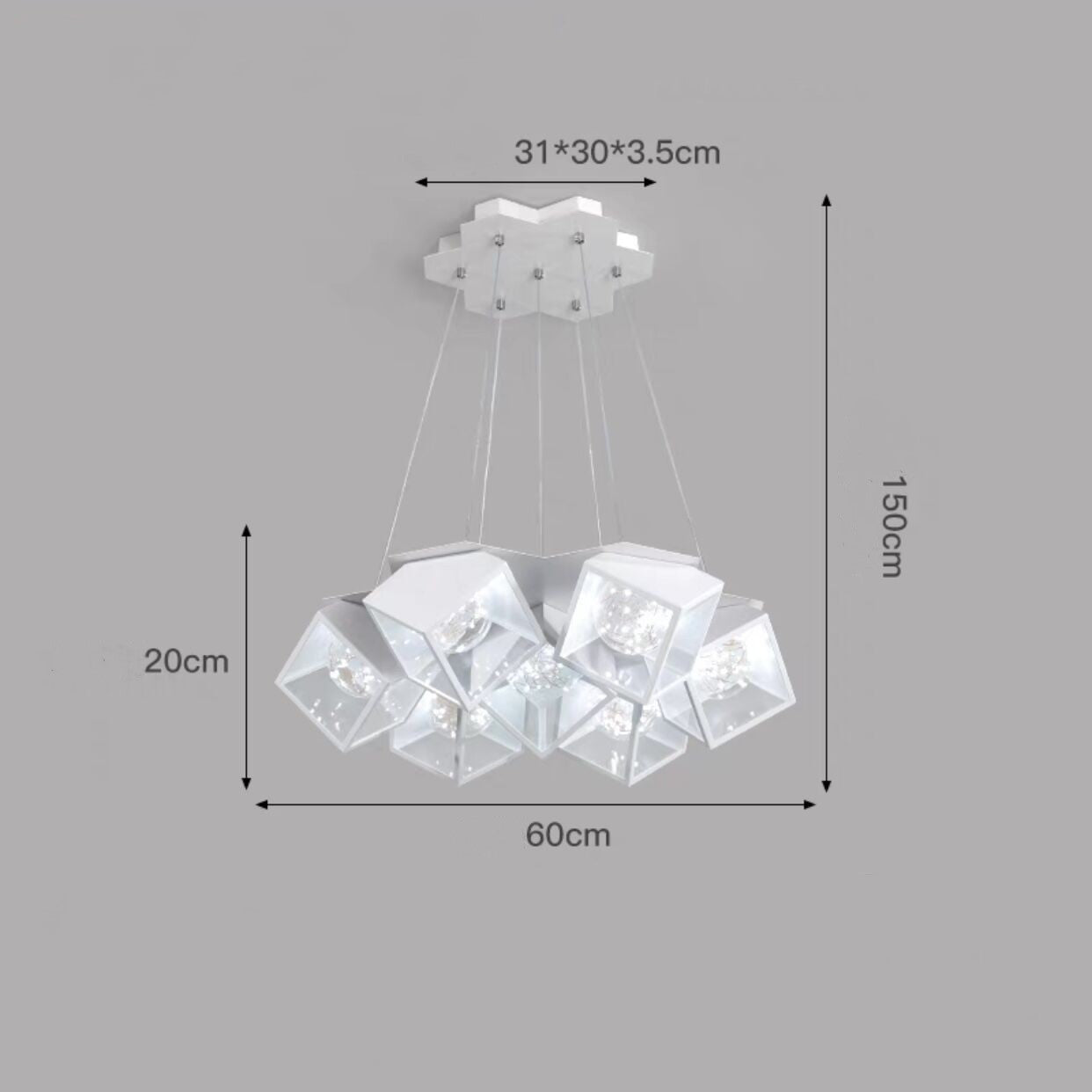 Nordic Star LED Chandelier – 5/7-Arm Iron Pendant Light (Black & White) – Duvencioglu