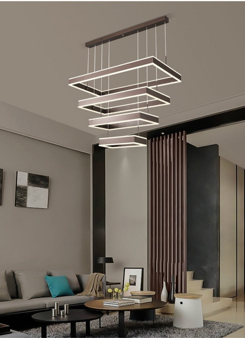 Minimalist Remote-Control LED Ring Chandelier – Single & Dual-Ring Pendant – Duvencioglu