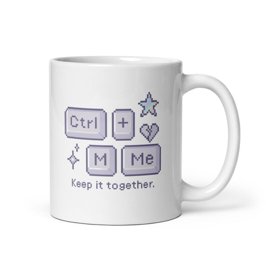 Ctrl + Me Mug – Pixel Keyboard Pastel Design – Keep It Together Retro Aesthetic – Funny Digital Mood Coffee Cup – Duvencioglu