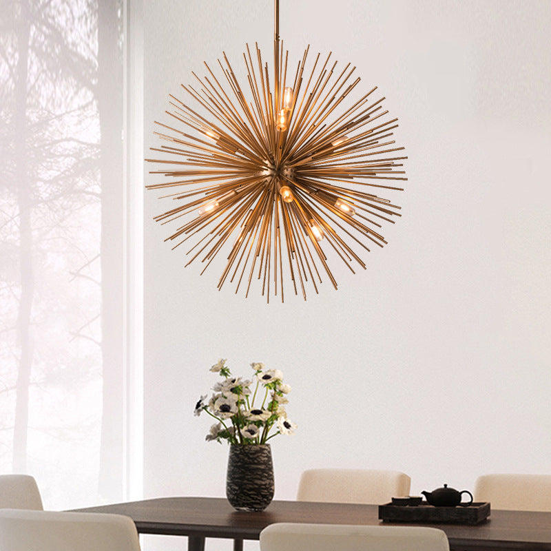 Modern Geometric Sea Urchin Chandelier – Iron Dandelion & Hedgehog Ball Pendan – Duvencioglu