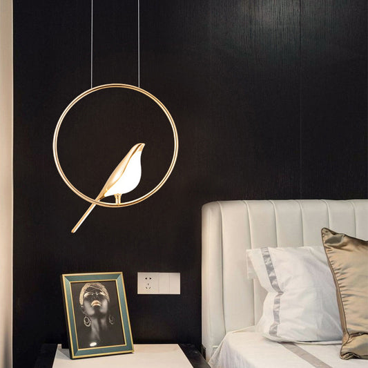 Magpie Bird Zinc-Alloy & Acrylic LED Chandelier – 35×150 cm Modern Pendant – Duvencioglu