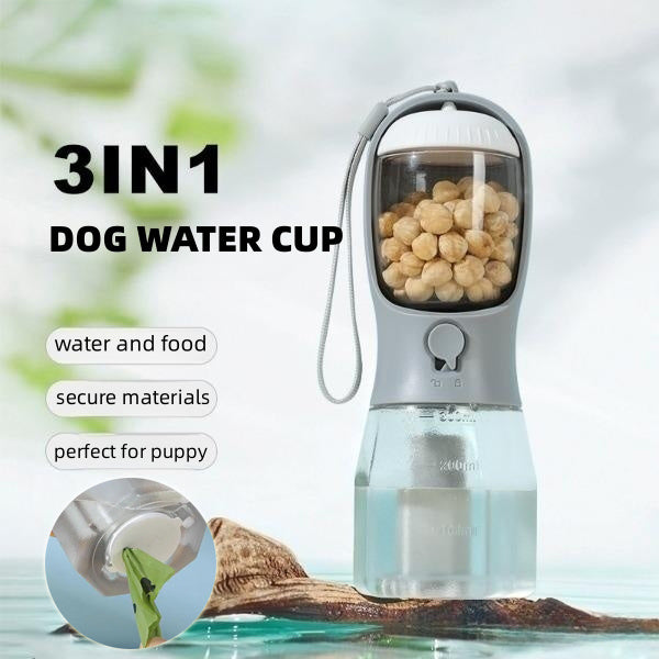 3-in-1 Portable Dog Water Bottle - Food, Water & Poop Bag Dispenser – Duvencioglu