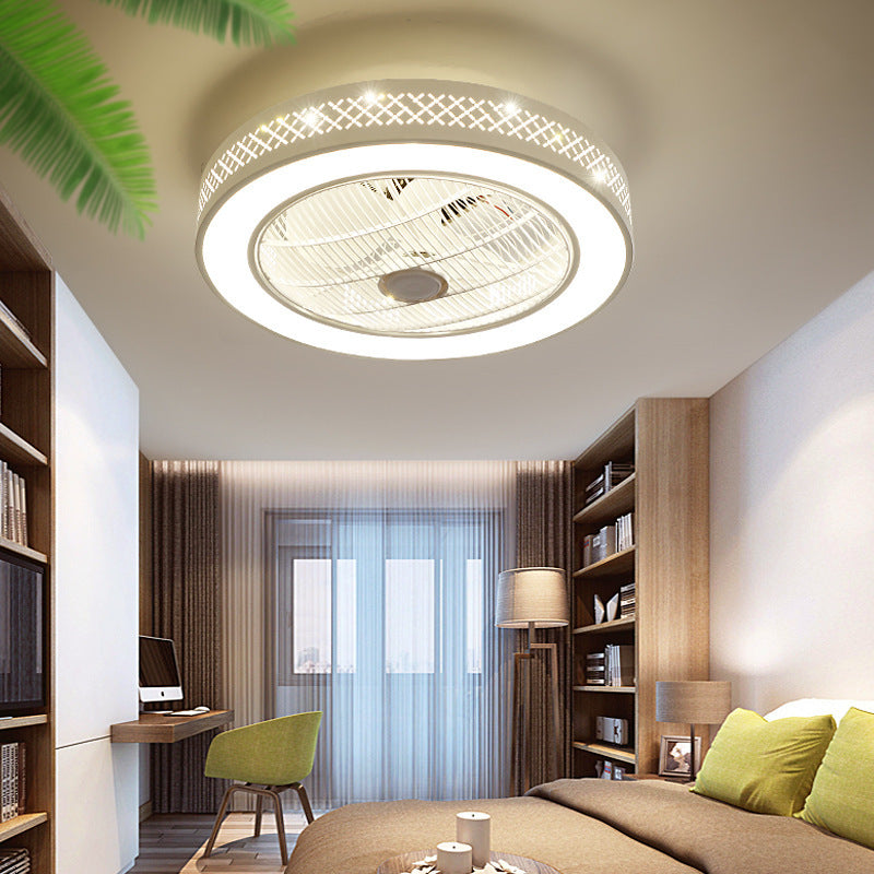 Pastoral 55 cm Invisible LED Fan Chandelier – Multi-Shape Metal Ceiling Light – Duvencioglu