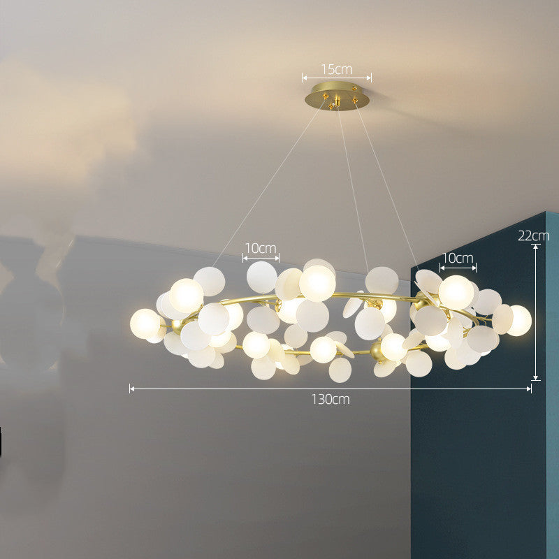 Nordic Minimalist Metal & Glass Chandelier – E27 Pendant Light (White/Grey/Color) – Duvencioglu