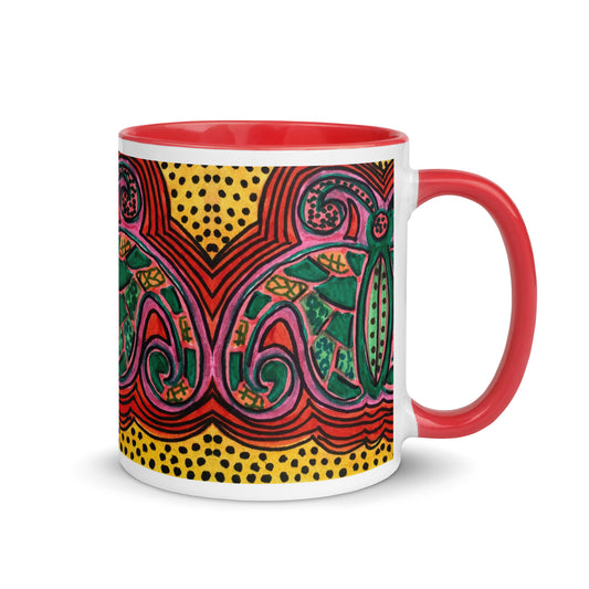 Psychedelic Mosaic Butterfly Mug – Colorful Retro Insect Design with Polka Dot Pop Art Vibes – Duvencioglu