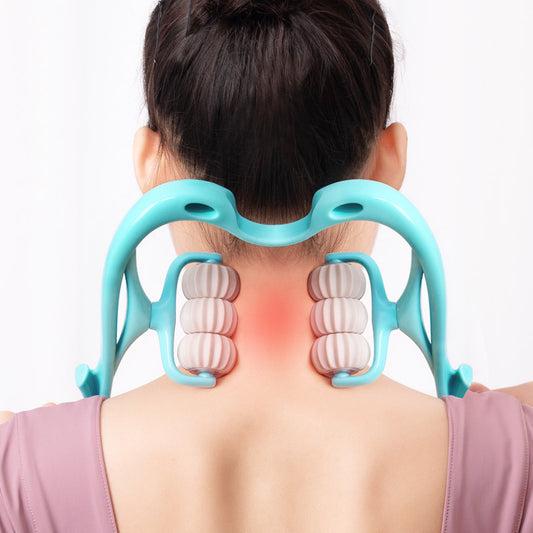 6-Roller Manual Neck Massager - Deep Tissue Relief Tool with Natural Jade Scraper – Duvencioglu