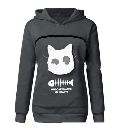 Women's Pet Holder Hoodie Sweatshirt - Cat & Small Dog Carrier Pocket Sweater – Duvencioglu