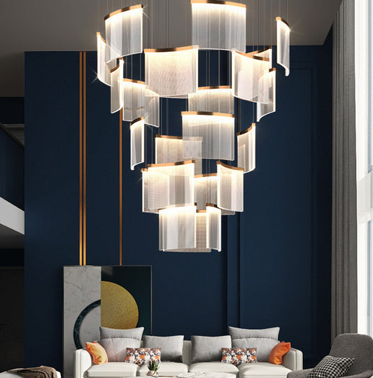 Villa-Scale Multi-Head LED Chandelier – 7–23-Arm Stainless Steel Pendant – Duvencioglu