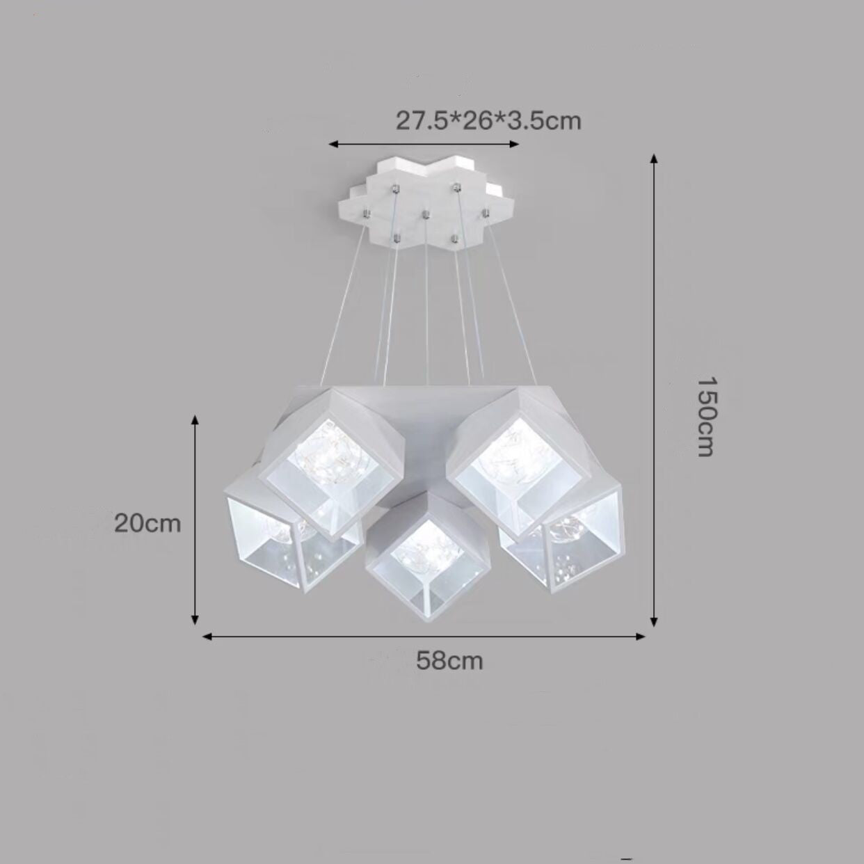 Nordic Star LED Chandelier – 5/7-Arm Iron Pendant Light (Black & White) – Duvencioglu