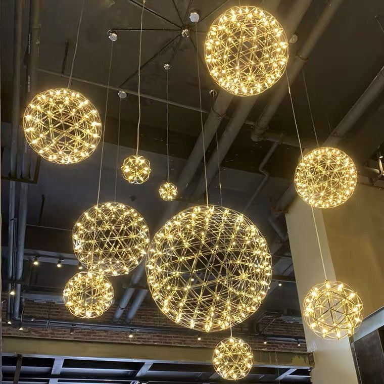 Spark Ball “Full Sky” Star Chandelier – Stainless-Steel LED Pendant – Duvencioglu