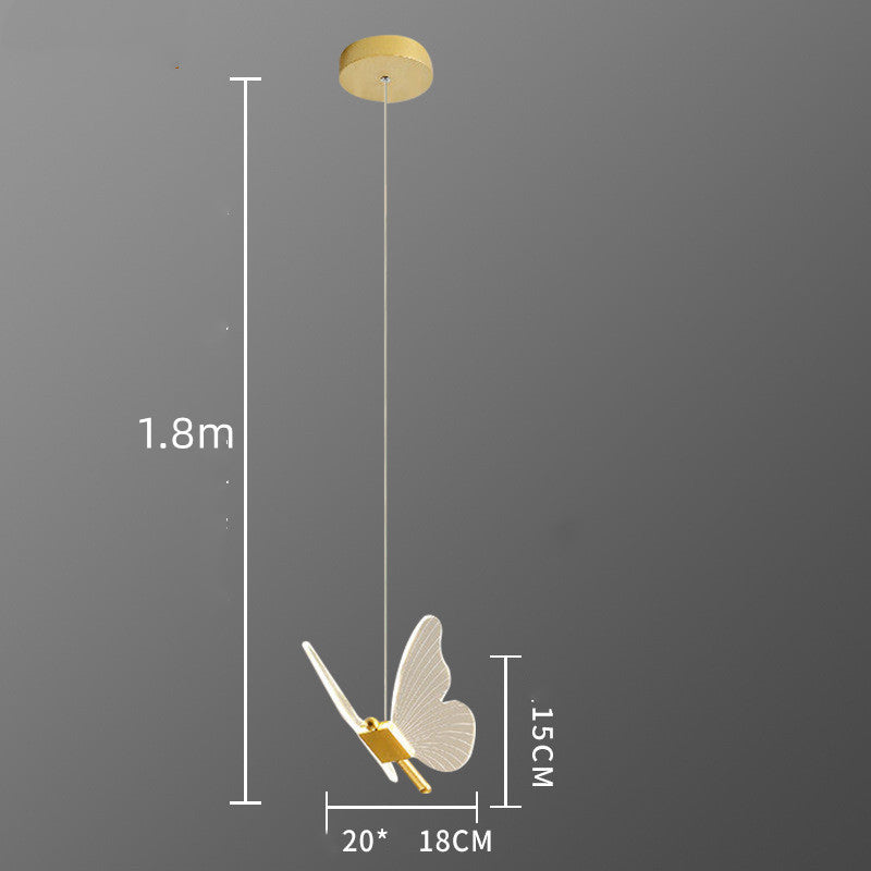 Butterfly-Accent Linear LED Chandelier – Modern Minimalist Bedside Pendant – Duvencioglu