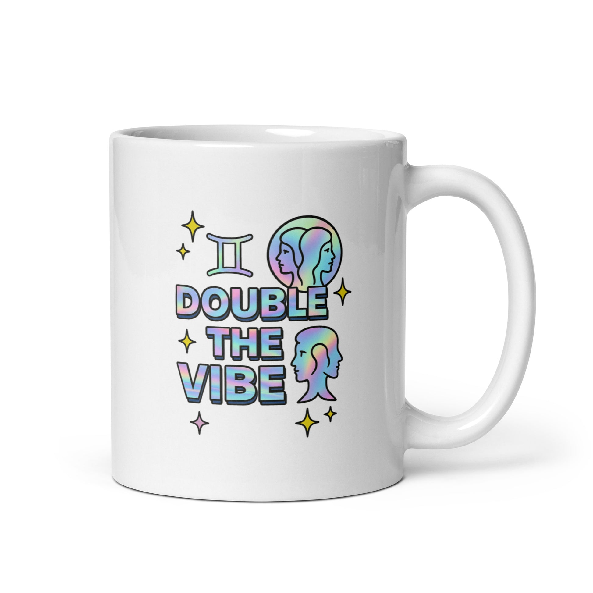 Gemini Mug – Double the Vibe Holographic Zodiac Twin Sign Astrology Cup – Duvencioglu