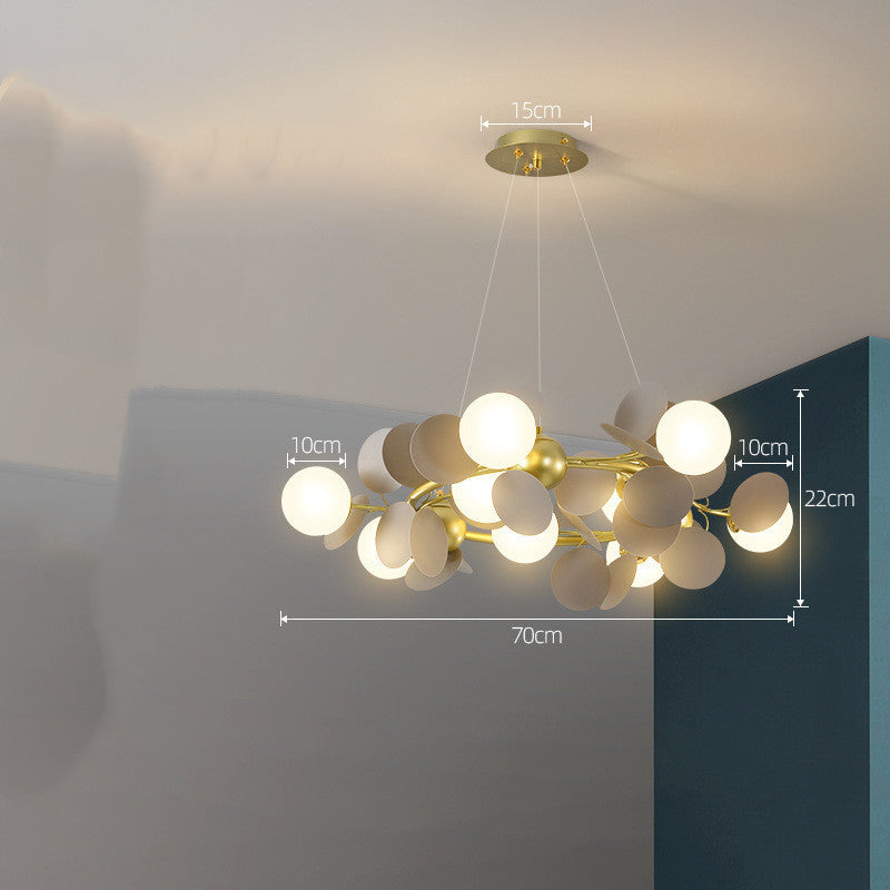 Nordic Minimalist Metal & Glass Chandelier – E27 Pendant Light (White/Grey/Color) – Duvencioglu