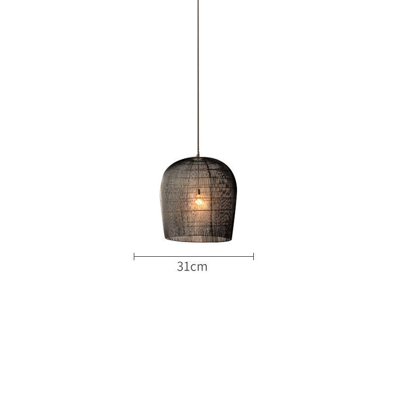 Zen Rattan LED Chandelier – 31 cm Handwoven Pendant for Tea Rooms & Studies – Duvencioglu