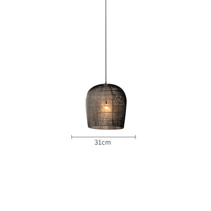 Zen Rattan LED Chandelier – 31 cm Handwoven Pendant for Tea Rooms & Studies – Duvencioglu