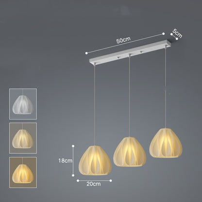 Nordic Iron LED Fish-Line Chandelier – Tri-Color Dimmable Pendant – Duvencioglu